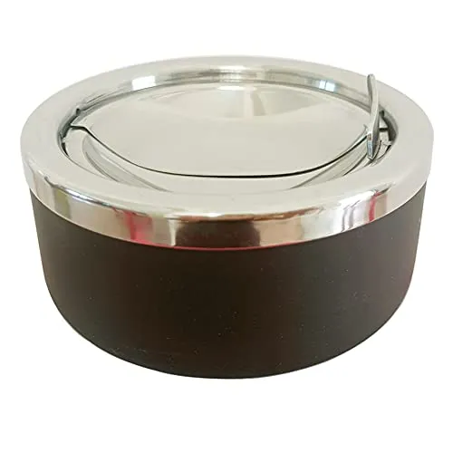 hanlongyu Aschenbecher mit Deckel, klappbarer Deckel, Edelstahl Aschenbecher-Set Metall, winddicht, für Zigaretten, Raucher, Desktop-Räucher, Büro, Terrasse, Heimdekoration
