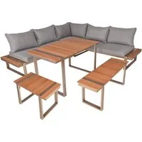 Garden Pleasure Loungegruppe Aurea, 15-teilig - Grau/Silber - Gartenmöbel Lounge-Eckgruppe AUREA, 15-teilig aus langlebigem Aluminium und pflegeleichtem Polyester. Ideal für entspannte Stunden im Freien mit Familie und Freunden.