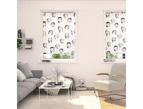 Julia Schumacher Rollo Klemmfix Faces - Schwarz, 100 cm x 150 cm - Rollos, ohne Bohren, mit Verdunkelungsfunktion und stylischem Faces-Motiv von Julia Schumacher – ideal für unkomplizierte Montage und modernes Wohnambiente.