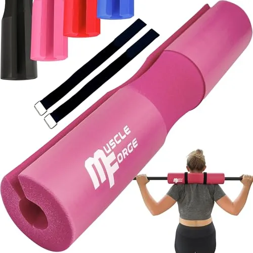 MuscleForge Langhantel Polster mit Nackenschutz - Hip Thrust & Squat Barbell Pad mit 2 Schlaufen für Frauen - EVA Polster für Langhantel - Barbell Pad für Krafttraining, Fitness
