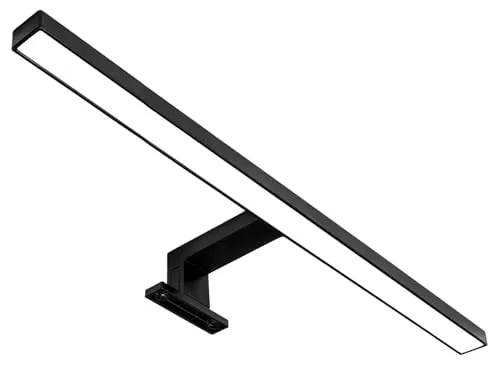cm Schwarze LED Spiegelleuchte I Badleuchte I Schminklicht I Badezimmer I Aufbauleuchte I Schrank-Beleuchtung I Klemmleuchte I Neutral-weiß I 230 V I 650LM I IP44 I 7W 50