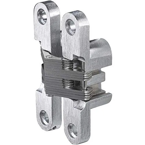 Gedotec Einbohrband in Edelstahl-Optik | 1 Stück - Holzscharnier aus Metall | VICI | Einbohrscharnier vernickelt gebürstet 12 x 59 mm | Türscharnier zum Schrauben mit einem Öffnungswinkel 180°