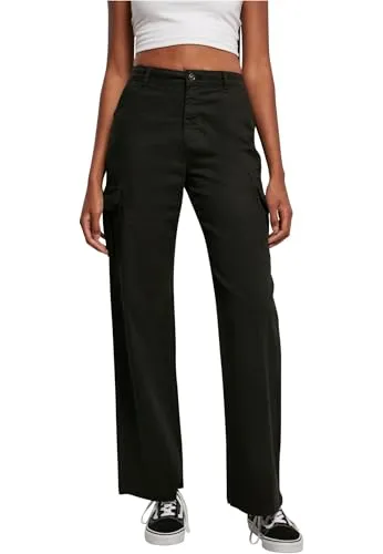 Urban Classics Damen Ladies High Waist Straight Cargo Pants, Schwarz, 28 EU