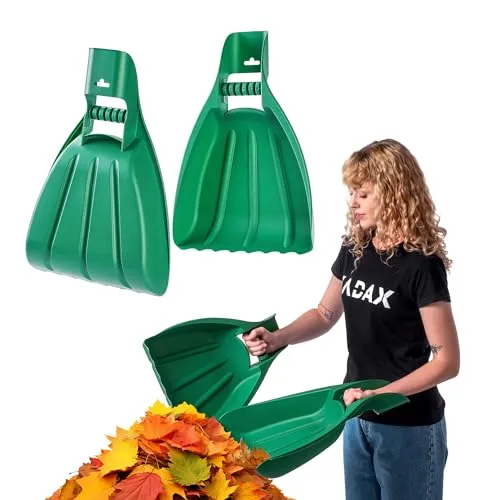 KADAX Laubsammler, Laubkralle aus robusten Polypropylen, resistenter Laubgreifer, Greifzange für Laub, Grass und Obst, Witterungsbeständiger Laubrechen (49,5x34cm - Grün)