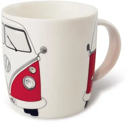 VW Collection T1 Bus Tasse, 370ml, rot/weiß in rot von VW Collection