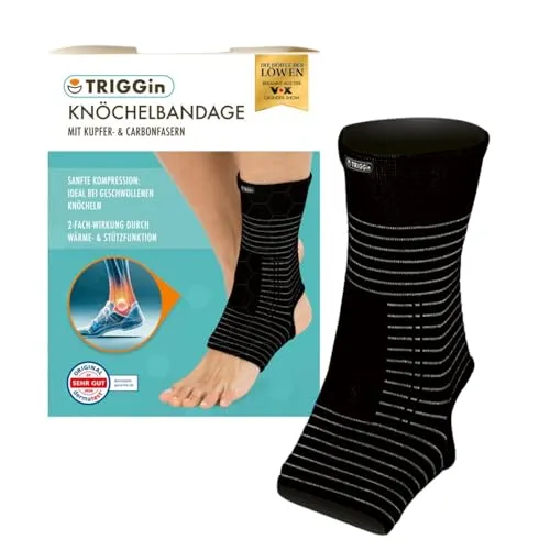 Knöchelbandage mit Kupfer- & Carbonfasern - Bandagen & Orthesen: Wärmende Kompressions-Bandage mit flexibler Passform, ideal für Fuß- und Sprunggelenk, sorgt für optimale Unterstützung und Schmerzlinderung.