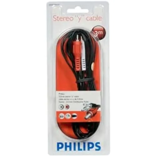 Philips SWA 2520 W/10 Stereo Audio Kabel (2x Cinch Stecker-3.5 mm Klinke) 3,0 m rot/weiß