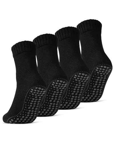 6 Paar ABS Socken Herren Damen – Anti Rutsch Socken mit Wolle - Sportsocken mit rutschfester ABS-Sohle für sicheren Halt auf glatten Böden. Extra warm und atmungsaktiv, ideal für Komfort und perfekte Passform.