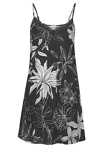 LASCANA Negligé für Damen, Gr. 40/42 - Floral und Feminin - Bequemes, kurzes Negligé mit floralem Alloverprint, V-Ausschnitt und verstellbaren Spaghettiträgern aus weichem Single-Jersey. Ideal für entspannte Nächte!