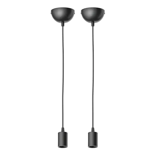 ledscom.de 2 Stück Pendelleuchte/Hängelampe DORI, schwarz matt, 1x E27 max. 60W