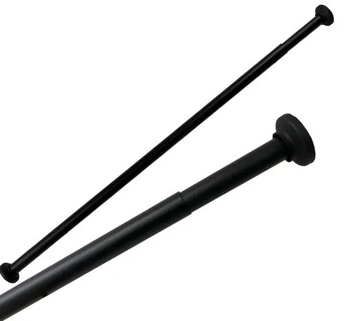 Ekershop Duschvorhangstange ALU SCHWARZ Matt Duschstange 70 - 120 cm Teleskopstange Klemmstange, Ø 20 mm, ausziehbar, kürzbar, geklemmt, Aluminium, für Duschvorhang ohne Duschvorhangringe, Antirutsch Pet, ohne Bohren