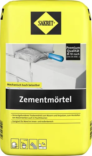 SAKRET Zementmörtel 10 kg Sack - Estrich & Mörtelprodukte, hochwertiger Zementmörtel für zuverlässige Bauprojekte und optimale Haftung