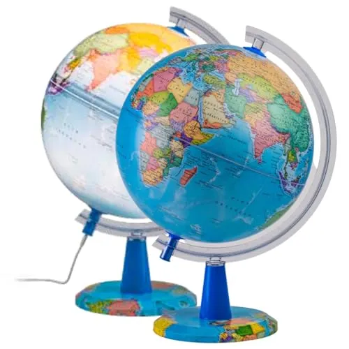 Topglobe TOPGLOBE Beleuchteter Globus 20 cm – französische Karte – moderne politische Globe – Dekoration für Bildung/Geographie/Büro