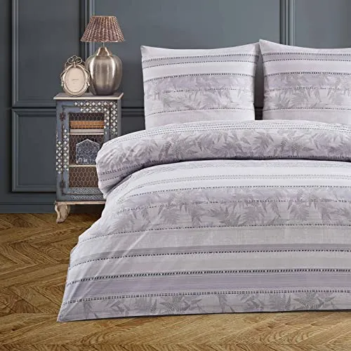 Buymax Bettwäsche Luxury 3-teilig, 100% Baumwolle 200x200 cm - Bettwäsche-Set aus Renforcé, mit gestreiftem Design in Lila und praktischem Reißverschluss, pflegeleicht und ideal für erholsamen Schlaf.