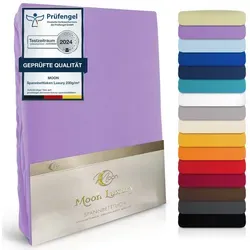 MOON Heimtextilien Spannbettlaken MOON-Luxury Spannbettlaken Jersey Stretch 230g/m2, 97% Mako-Baumwolle 3% Elastan lila 200 cm x 220 cm