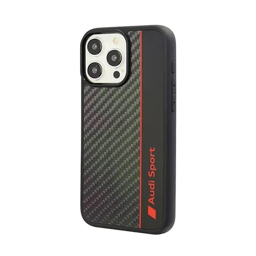 Audi Sport Handyhülle für iPhone 15 Pro Max - Stoßabsorbierende Carbon Hülle in Schwarz - Schützen Sie Ihr iPhone 15 Pro Max mit dieser eleganten Audi Sport Handyhülle. Stoßabsorbierende Carbon-Technologie sorgt für zuverlässigen Schutz, während präzise Aussparungen die Nutzung erleichtern. Ideal für sportliche Eleganz.