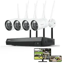 Reolink 8MP WLAN Überwachungssystem Aussen, 4X 4K 8MP WiFi 6 Überwachungskamera & 12CH 2TB WiFi NVR, Personen-/Fahrzeug-/Tiererkennung - Weiß