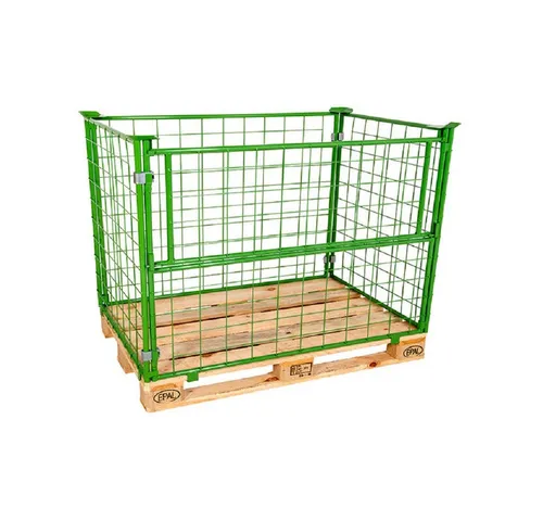 OSWALD Transportgeräte Transportwagen Gitteraufsatzrahmen Höhe 800 mm, 800 x 1.200 x 800 mm, 800 kg lackiert, (RW20020), passend für Eurpaletten, 3-fach stapelbar, 100 x 100 Maschung