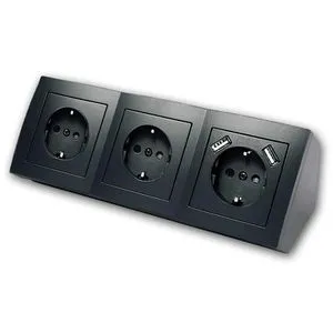 McPower Tischsteckdose Flair, mit 0,15m Kabel, 3x Schutzkontakt, 2x USB-A, in schwarz