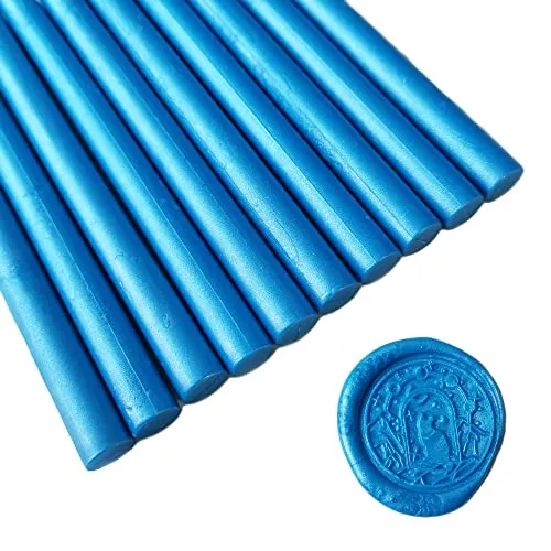 Stück Siegelwachsstäbe für Wachssiegel Stempel, AMTOL Siegellack Wachs Sticks für Klebe Pistole,ideal für Hochzeits Einladungen, Geschenk Verpackung,Karten Umschläge (Himmelblau) 10