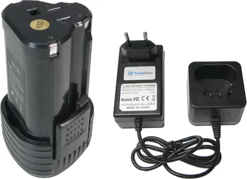 Trade-Shop 2in1 Set: Li-Ion Akku 12V / 2000mAh + Ladegerät für Worx WU280 WU280.9 WU675 WU905 WU924 WU025 WX283 WX283.3 WX283 DDI3.1 WX284 WX382