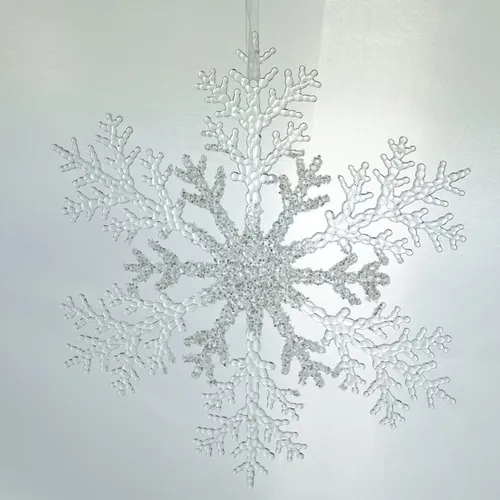 Produktbild Kaemingk Weihnachtsdeko Schneeflocke Transparent & Silber Ø 21 cm - Kunststoff