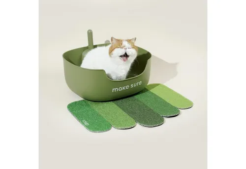 Purpurra Katzentoilette Makesure – LITE mit Streuschaufel - Katzentoilette mit 20 cm hohen Seitenwänden, ideal für Kitten und ältere Katzen. Inklusive Streuschaufel und Vorlegematte für eine saubere Umgebung und 360°-Aussicht.