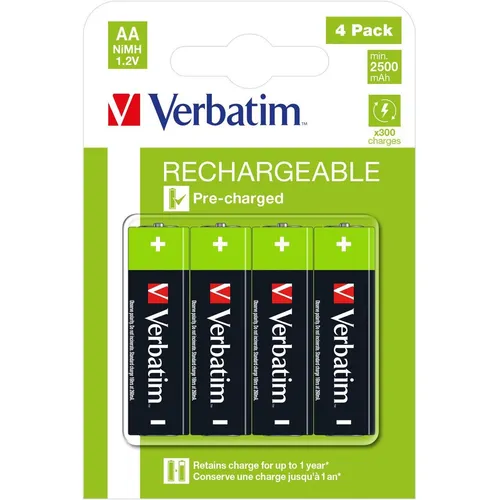 Verbatim RECHARGEABLE BATTERY AA 4 PACK / HR6
