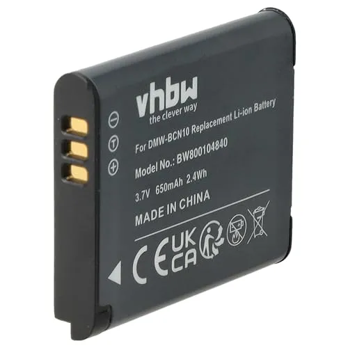 vhbw 1x Akku Ersatz für Panasonic DMW-BCN10E, DMW-BCN10PP, DMW-BCN10 für Kamera (650 mAh, 3,7 V, Li-Ion)