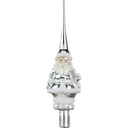 Christbaumspitze Santa 28cm silber Weihnachtsbaumspitze Spitze Glas Inge-Glas