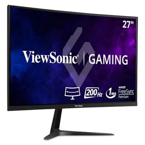 VIEWSONIC VX2718-PC-MHD - 27 Zoll gebogener LED-Monitor mit 165 Hz, 1 ms Reaktionszeit und randlosem Design für ein immersives Gaming-Erlebnis