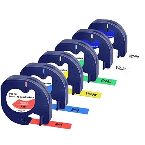 Stück Kompatibel DYMO LT Modelle Etikettenband 91201, 12mm x 4 m für Dymo LT-110T LT-100H LT-2000 LT- QX50 Etikettendrucker Thermodrucker Papier, Ideal für Heim und Büro 6