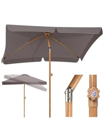 Sekey Sonnenschirm Balkon 200x125 cm Holzoptik
