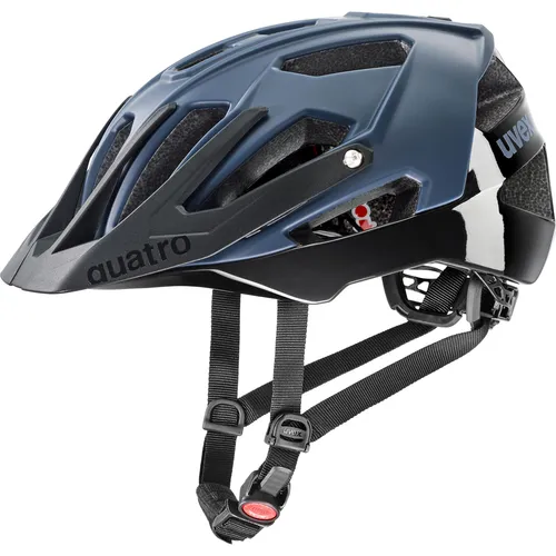 Uvex Quatro cc Dusk Blue-Black Matt Fahrradhelm 52-57 cm - Der Uvex Quatro cc Fahrradhelm vereint Sicherheit und Komfort. Mit 17 Belüftungskanälen und verstellbarem Visier ist er ideal für Radfahren und Trekking. Genießen Sie optimale Anpassung und Schutz bei jeder Tour!