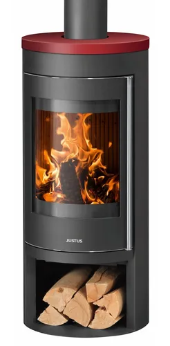 Justus Mino 2.0 Kaminofen, raumluftunabhängig und stilvoll in rot - Kaminöfen, effizienter 5kW Ofen, ideal für umweltbewusste Heizlösungen und modernes Wohndesign.