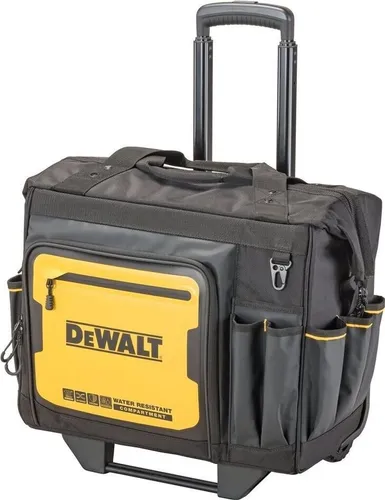 DEWALT Werkzeugtasche mit Rollen - DWST60107-1 - Robuste Werkzeugtasche mit 25 kg Ladefähigkeit, 27 Taschen für optimale Organisation und wasserdichtem Boden für Schutz vor Nässe.