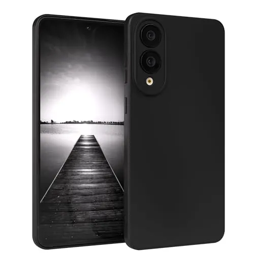 EAZY CASE - Silikonhülle für Galaxy S25 Edge Hülle Silikon Case Schwarz weich stoßfeste Handyhülle Schutzhülle mit Kameraschutz Dünn Premium Schutz Cover TPU Phone Bumper in Mattschwarz