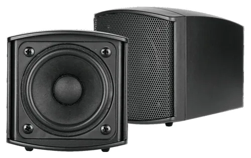 Omnitronic OD-2T Wandlautsprecher Paar 100V Schwarz - Installationslautsprecher in Schwarz, ideal für Außenbereiche, mit schlag- und kratzfestem Gehäuse und hervorragender Klangqualität dank 6,5 cm Breitbandlautsprecher.