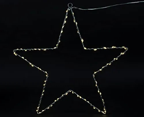 Spetebo Fenster Silhouette Stern mit 89 LED in warm weiß - 42 x 40 cm - Deko Fensterbild beleuchtet mit Timer Funktion - Weihnachten Winter Fensterdeko für Außen Batterie betrieben