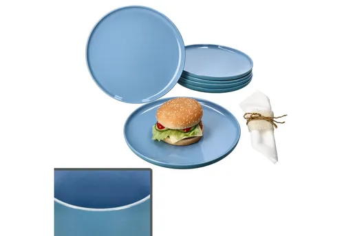 Ritzenhoff & Breker Jasper Speiseteller 25,2cm Ozeanblau - Speiseteller aus robustem Steingut mit einzigartiger Matt- und Glanzglasur. Ideal für jede Mahlzeit und spülmaschinengeeignet – bringen Sie frischen Stil auf Ihren Tisch!