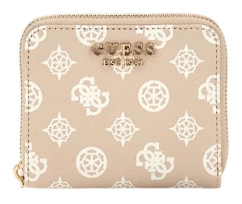 GUESS Laurel SLG Small Zip Around Wallet Sand Logo in beige von GUESS