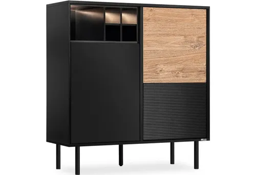 KONSIMO® Hochkommode LOFTY im modernen Loft-Stil in schwarz von KONSIMO®