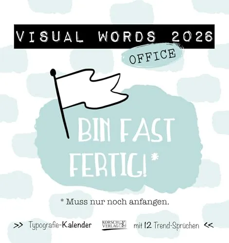 Visual Words Office 2026: Aufstellbarer Postkartenkalender mit lustigen Sprüchen. Tisch- und Wandkalender mit abtrennbaren Karten.
