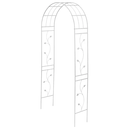 HAFIX Rosenbogen - Santorini - für Garten. Rosenspalier aus pulverbeschichtetem Metall. Rankhilfe für Kletterpflanzen Torbogen Rosenrankenhilfe Gartenbogen wetterfest & freistehend 236x112x35,5cm weiß