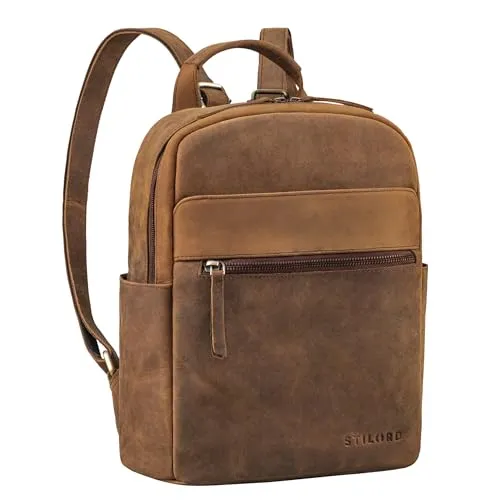 STILORD 'Phineas' Kleiner Lederrucksack Herren Rucksack Leder Handgepäck Rucksack Reiserucksack Handgepäck Flugzeug Rucksack Damen Tagesrucksack Herren, Farbe:vinto - braun
