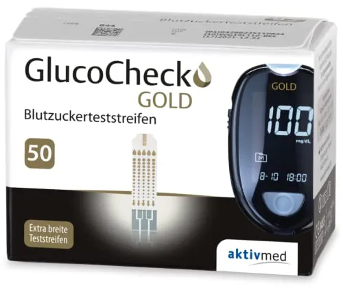 GlucoCheck GOLD Blutzuckerteststreifen 50 Stück von aktivmed
