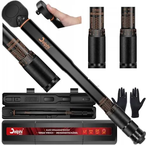 Delphi Drehmomentschlüssel 1/2 Zoll 28-210Nm ±4%, 72 Zähnen Drehmoment Schlüssel für Auto Fahrrad Motorrad Torque Wrenches Reifen Schlüssel Mit Handschuhe, Aufbewahrungsbehälter