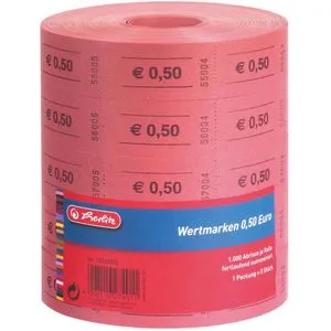 Herlitz 10733350 Farbige Wertmarken 0,5 Euro - 5x1000 Abrisse, vielseitige Etiketten in verschiedenen Farben für individuelle Preisgestaltungen