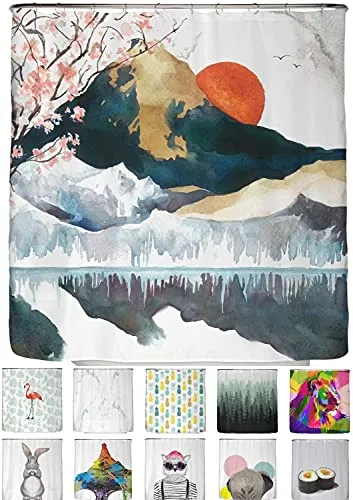 arteneur® - Japan - Anti-Schimmel Duschvorhang 150x200 - Recycelt mit Öko-Tex Standard 100 - Beschwerter Saum, Blickdicht, Wasserdicht, Waschbar, 10 Ringe & E-Book