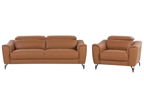 Produktbild Beliani Ledersessel Narwik – modernes Wohnzimmer-Set in Goldbraun